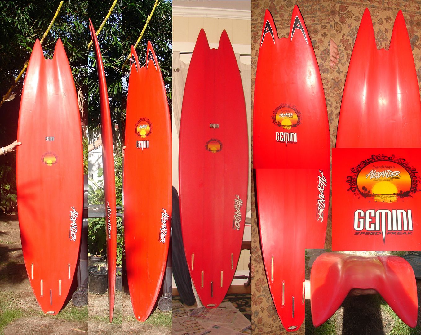 7'10 PICKLE FORK Jeff Alexander GEMINI Twin Nose Unique Surfboard