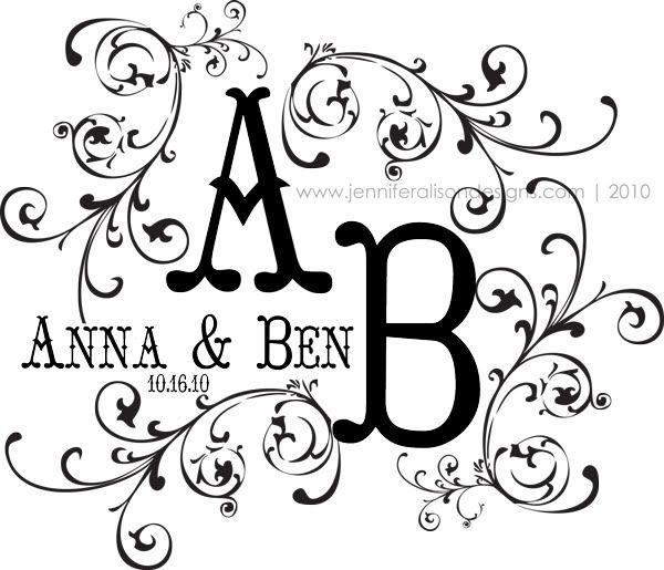 custom wedding monogram for Anna Ben