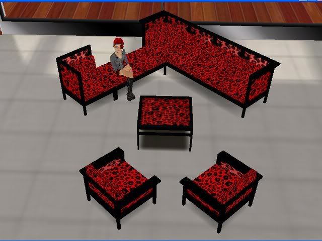 LeopardSofaChairTableSet--RED-Group