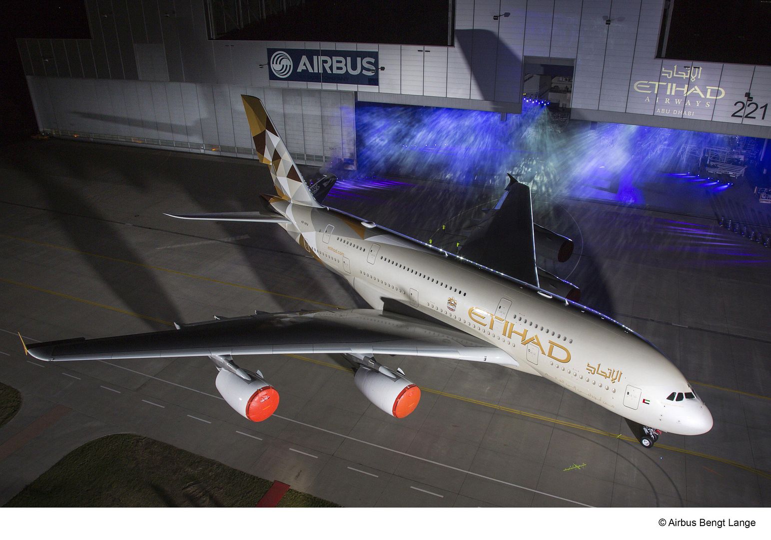 Rollout A380 Etihad Airways New Livery 25Sep 2014