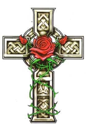 celtic cross with rose
