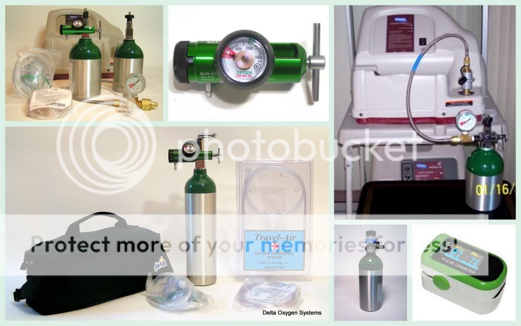 Portable Oxygen System w/ Cart for Home Medical or Travel 15CF D 