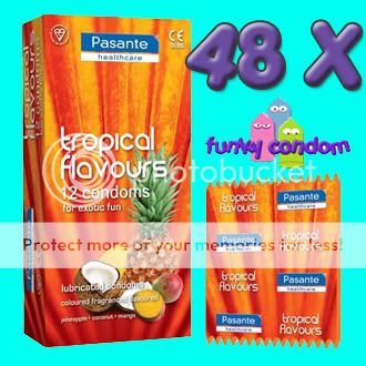 48 X PASANTE TROPICAL FLAVOUR CONDOMS   £11.99 INCL P&P  