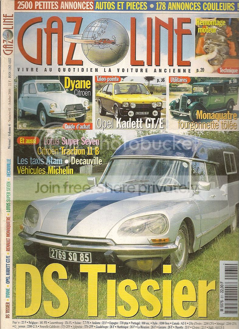 Gazoline 61 Citroen Ds Tissier Citroen Dyane Opel Kadett Gt E Renault Monaquatre Ebay